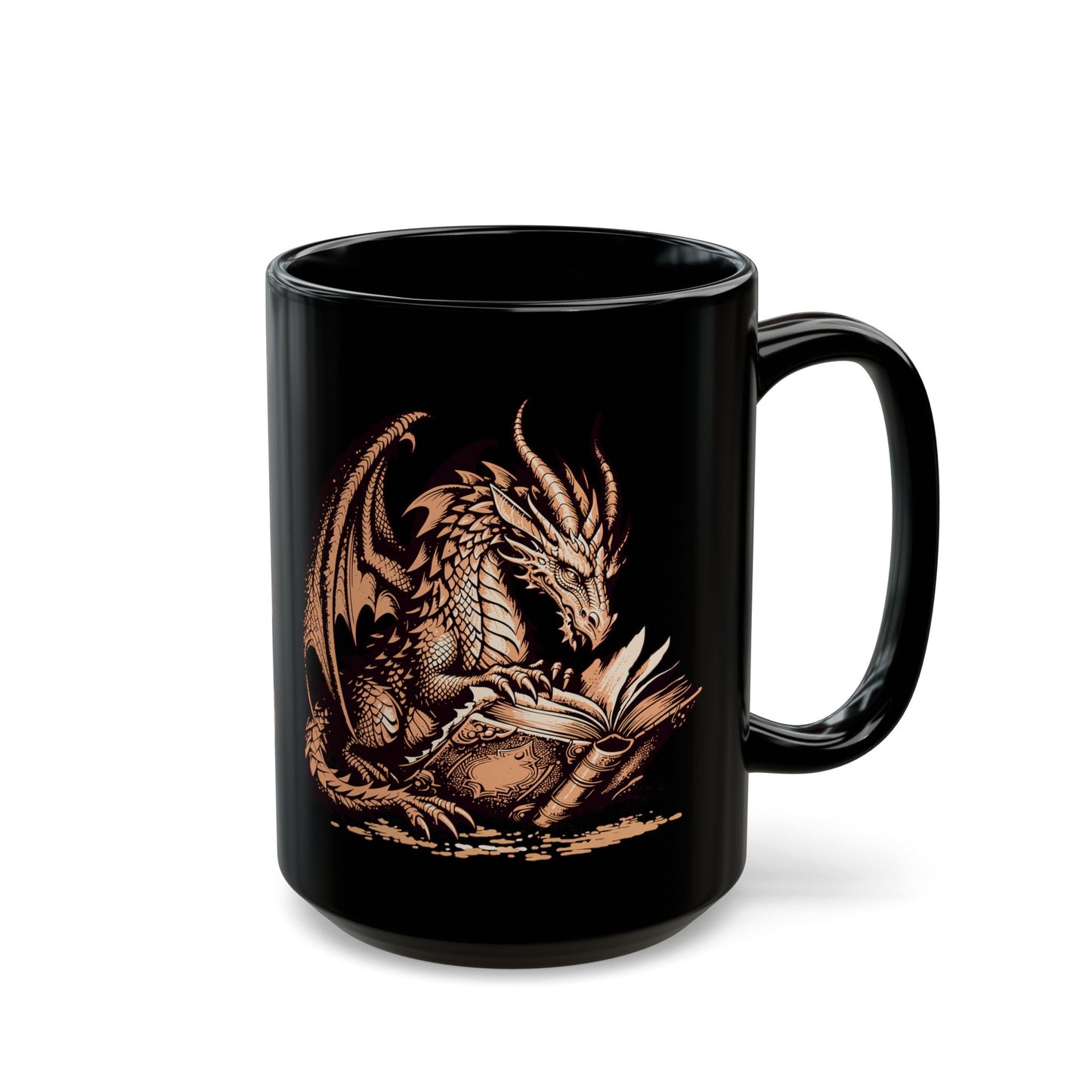 Gold Dragon Book Black Mug (11oz, 15oz)