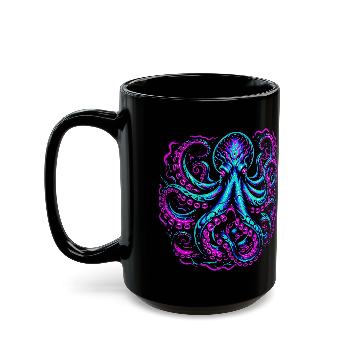 Neon Octopus Black Mug (11oz, 15oz)