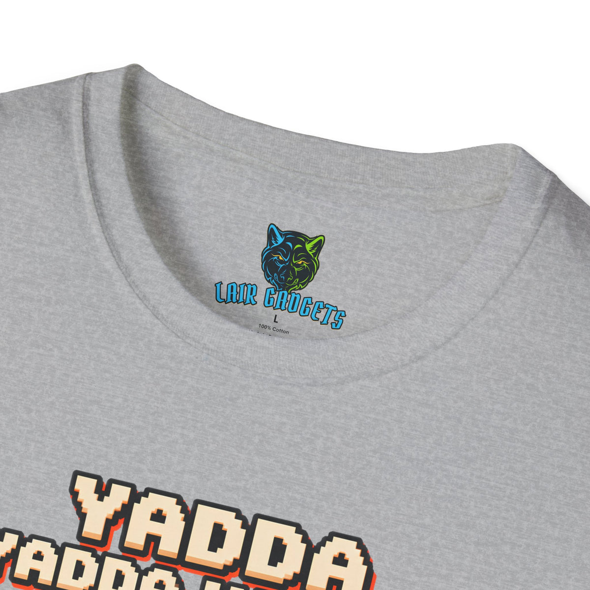 Yadda Yadda Yadda Game Over pixel art spaceship graphic tee, alternate view