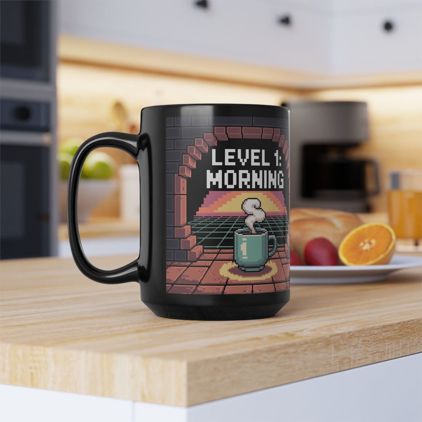 Retro Gaming Level 1 Morning Mug, Video Game Mug, Gift for Gamers, Coffee Lovers, Geeky Home Decor, Gaming Accessory