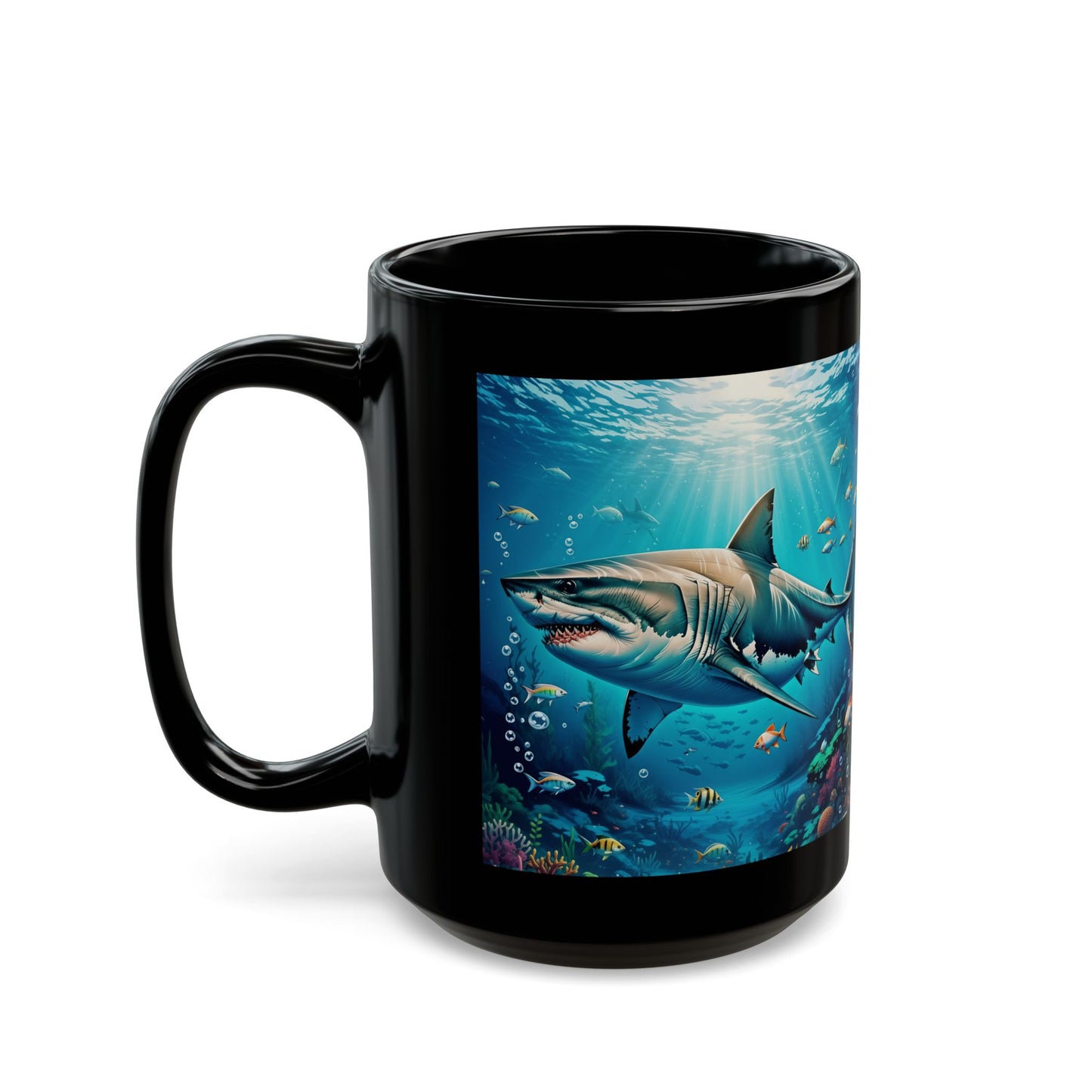 Shark Mirrored Black Mug (11oz, 15oz)