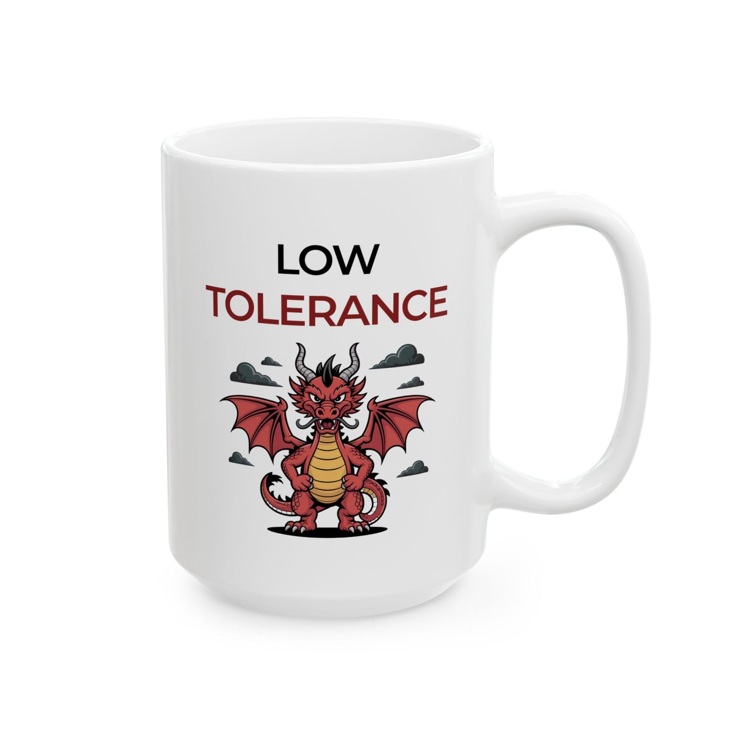 Low Tolerance Dragon Mug by Lair Gadgets – 15oz Funny Attitude Coffee Cup, Dishwasher & Microwave Safe Ceramic Mug