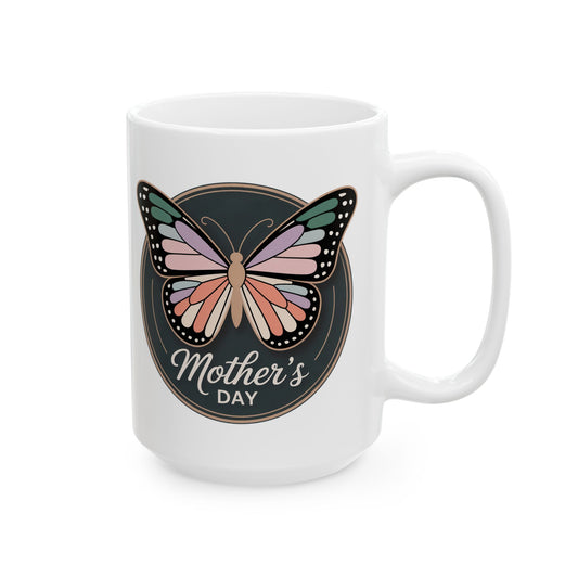 Mother's Day Butterfly Ceramic Mug, (15oz)