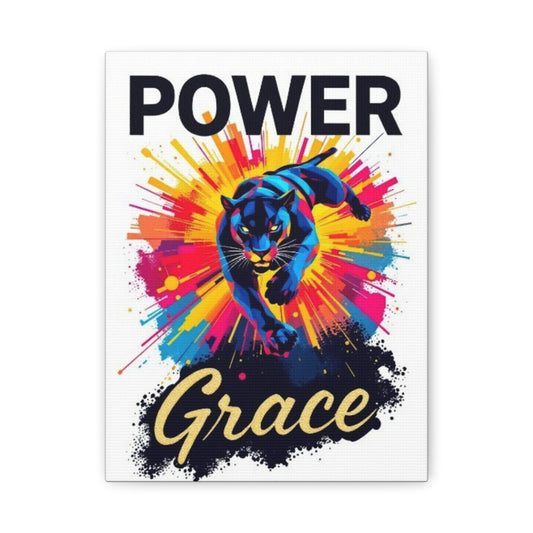 Power and Grace Vibrant Canvas Print, Colorful Panther Artwork, Stunning Wall Decor