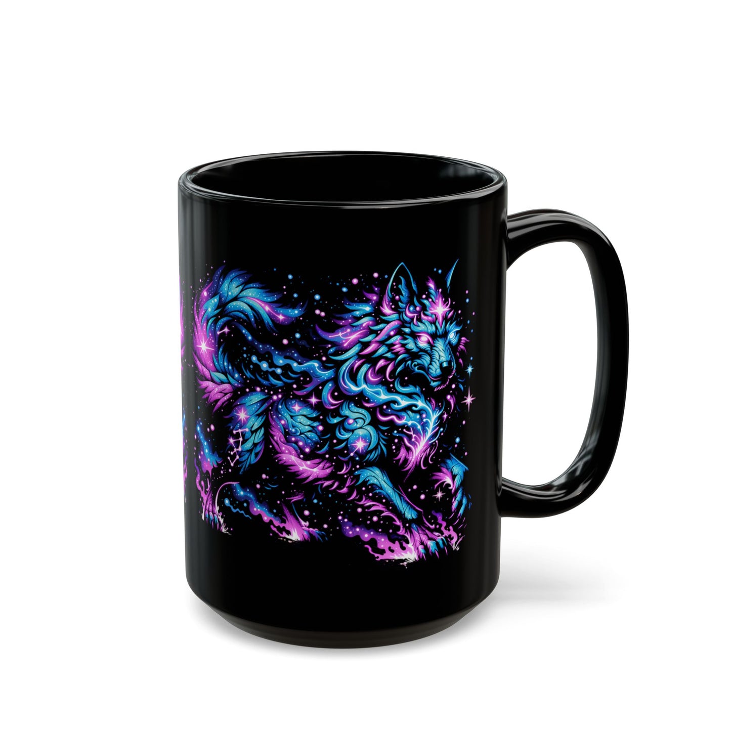 Cosmic Wolf Black Mug (11oz, 15oz)