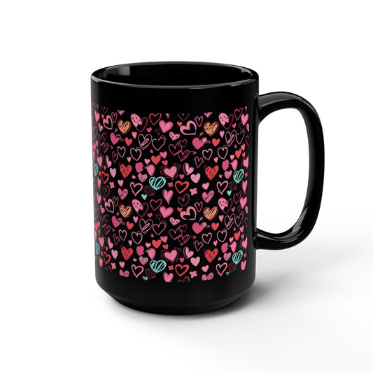 Black 15oz Mug — Cute Heart -Score 83