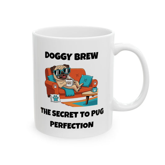 Cute Pug Ceramic Mug | Dog Lover Gift | Funny Coffee Cup | Home Office Decor | Pet Parent Present | 11oz, 15oz