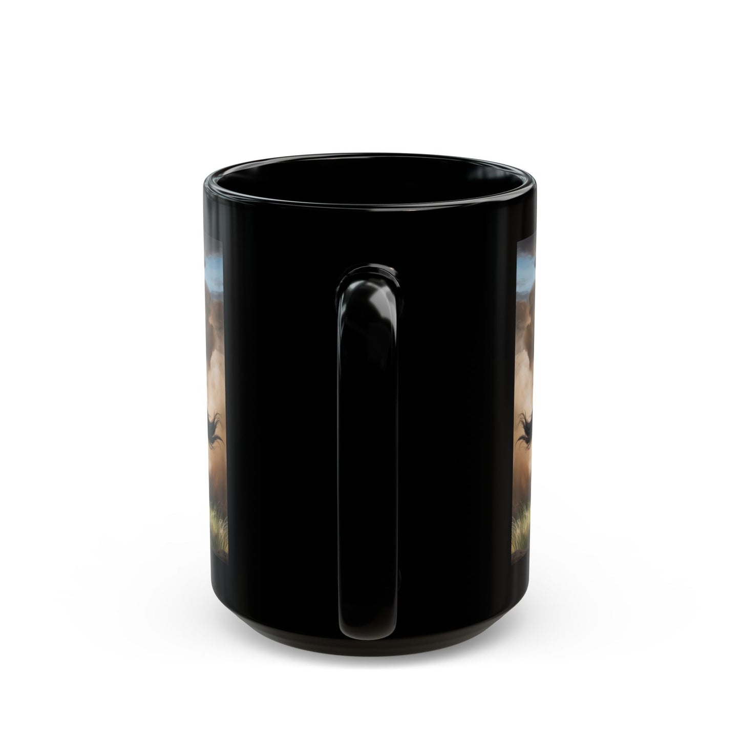 Horse Coffee Mug Running Prairie Stallion Black Ceramic 15oz Western Equestrian Gift by Lair Gadgets