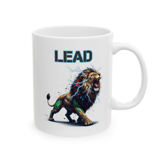 Electric Lion Art Mug, Colorful Lion Gift, Geometric Lion Cup, Unique Lion Design Mug, Artistic Lion Mug for Animal Lovers