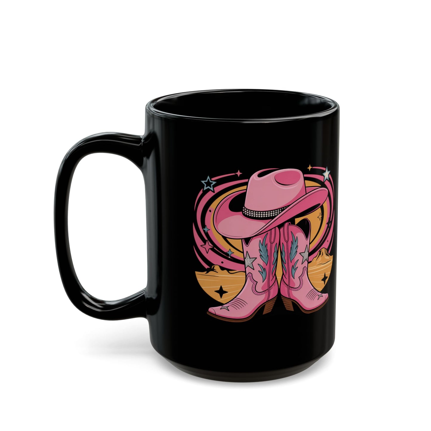 Boots and Hat Black Mug (15oz)
