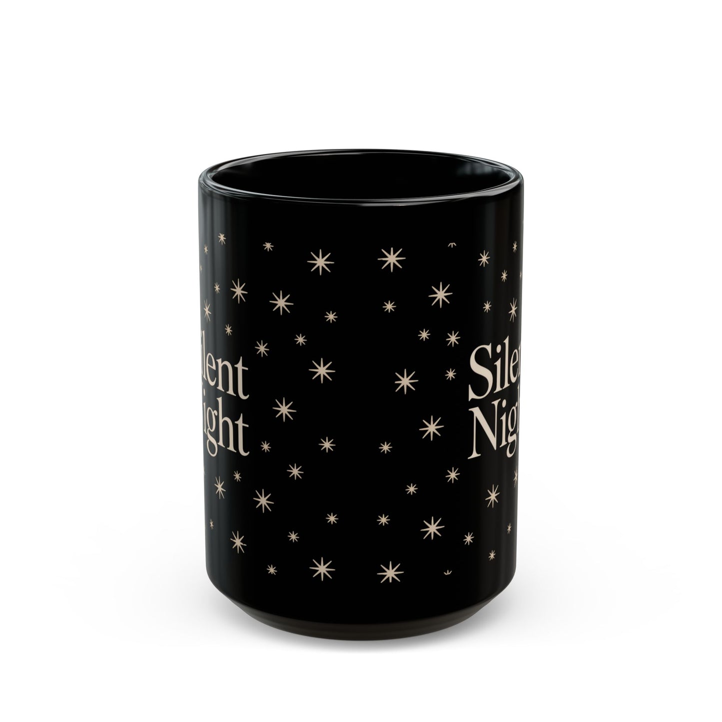 Silent Night Black Mug - Cozy Holiday Drinkware, Perfect Gift for Christmas, Coffee Lovers, Tea Enthusiasts, Starry Night Decor