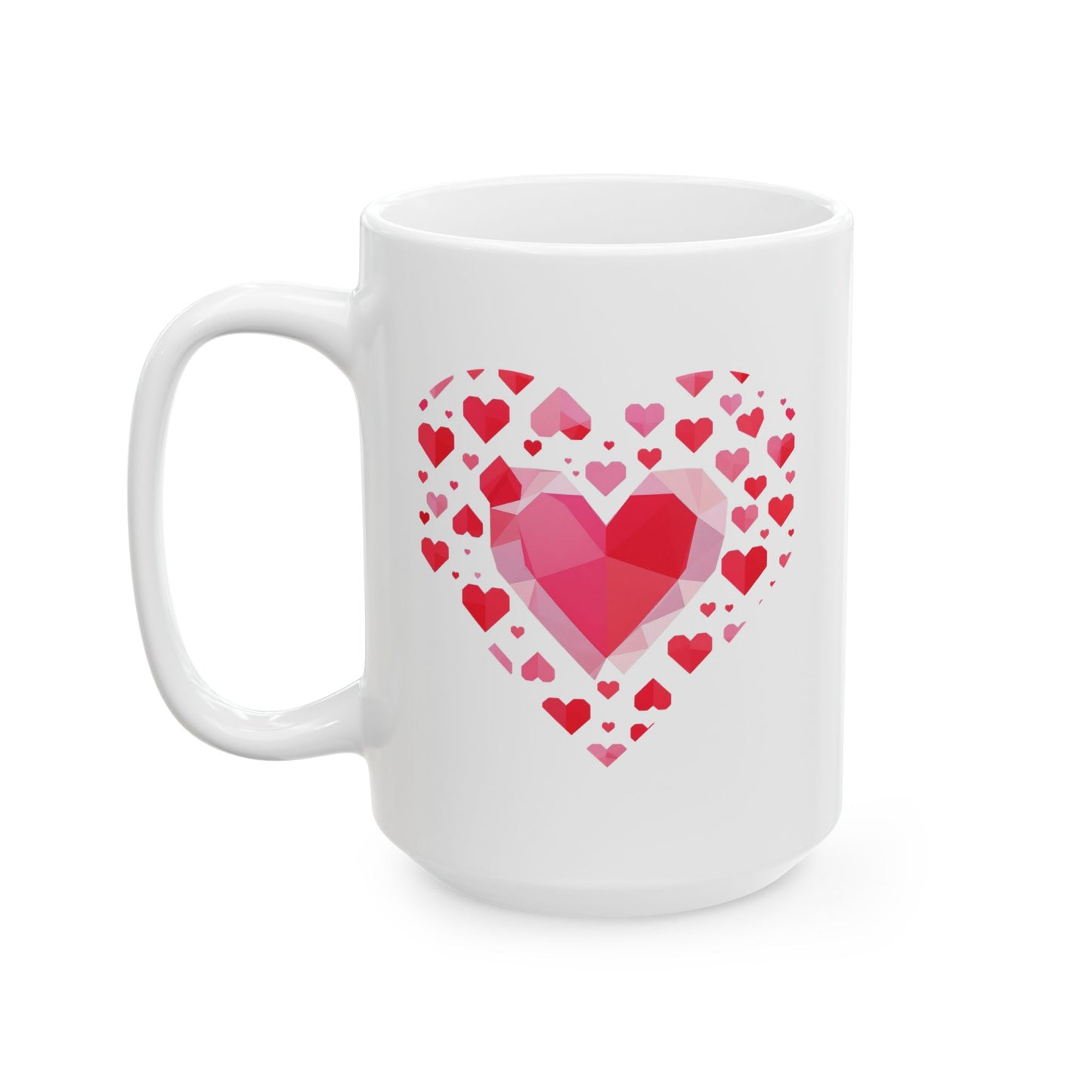 Pink Red Heart Cluster Coffee Cup 15oz- Score 93