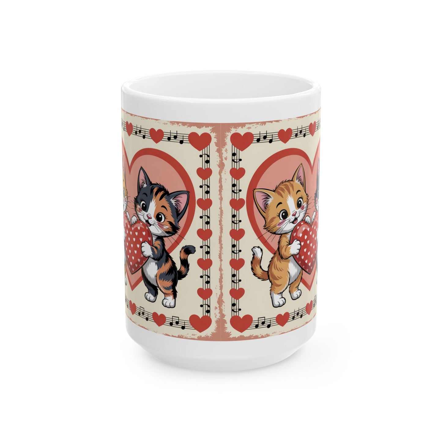 Cute Heart Kittens Coffee Cup 15oz- Score 85