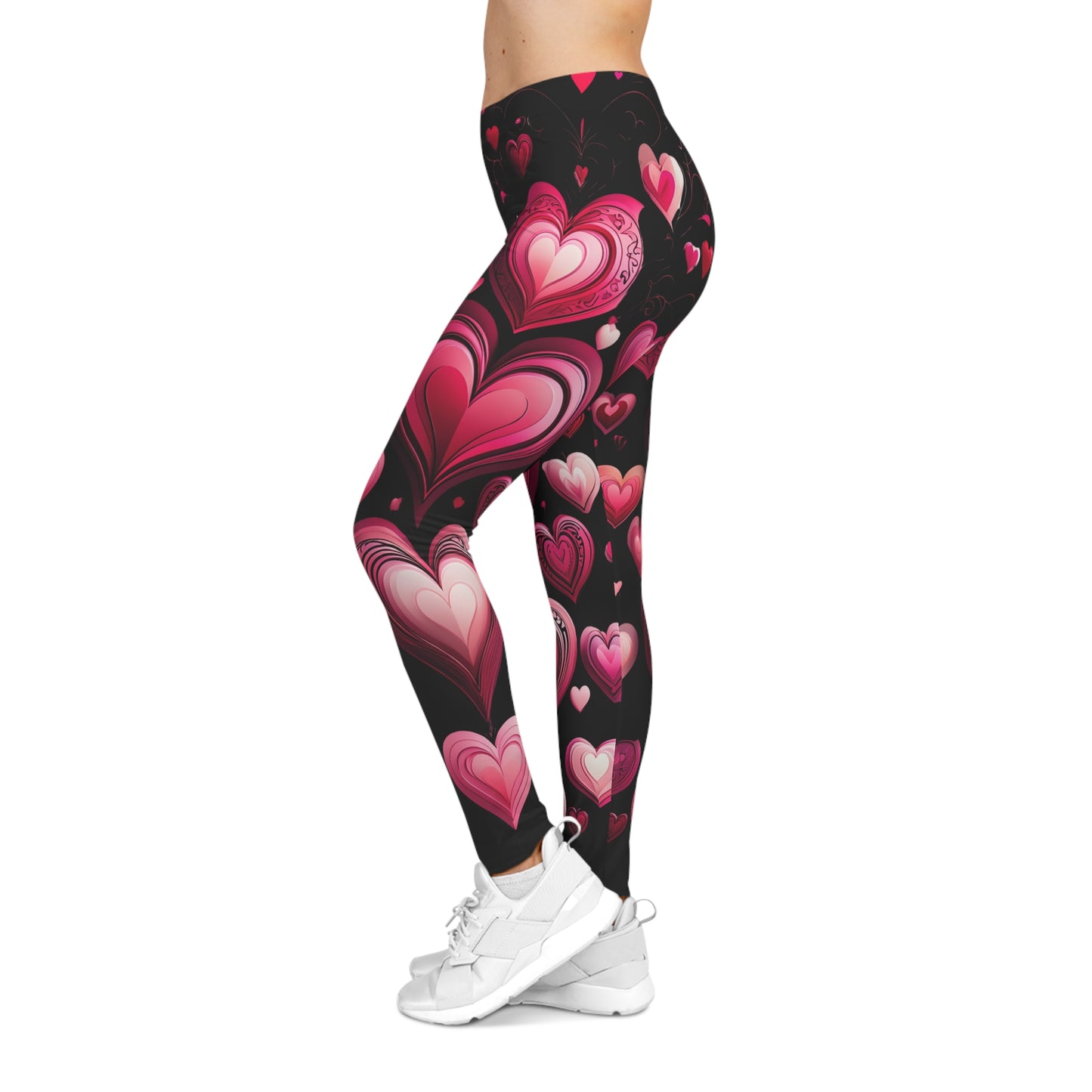 Heart Print Women's Casual Leggings - Romantic & Trendy Activewear