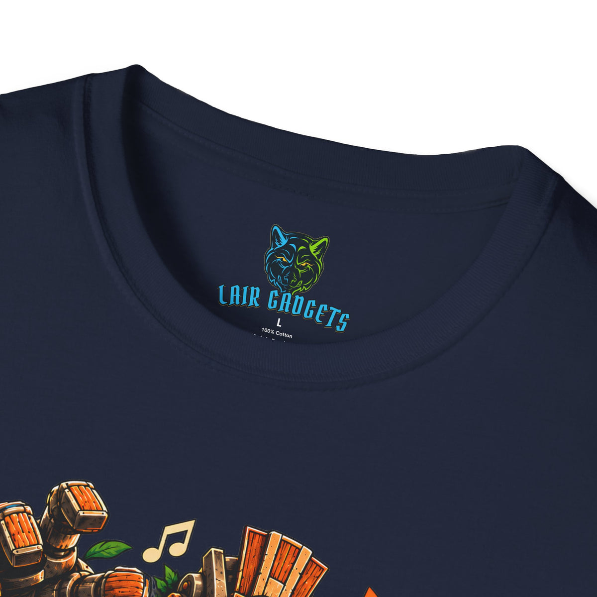 Tiki robot bongo drums video game music graphic tee by Lair Gadgets