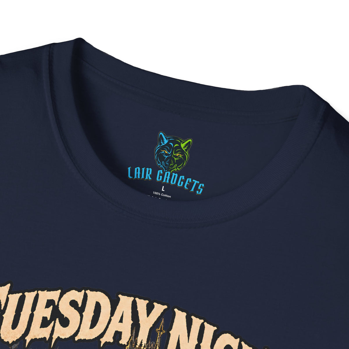 Tuesday Night Let's Go Together haunted mansion horror graphic tee, alternate view