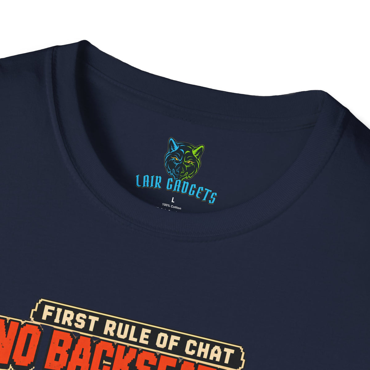 First Rule of Chat No Backseating No Spoilers pixel art brawlers graphic tee, alternate view