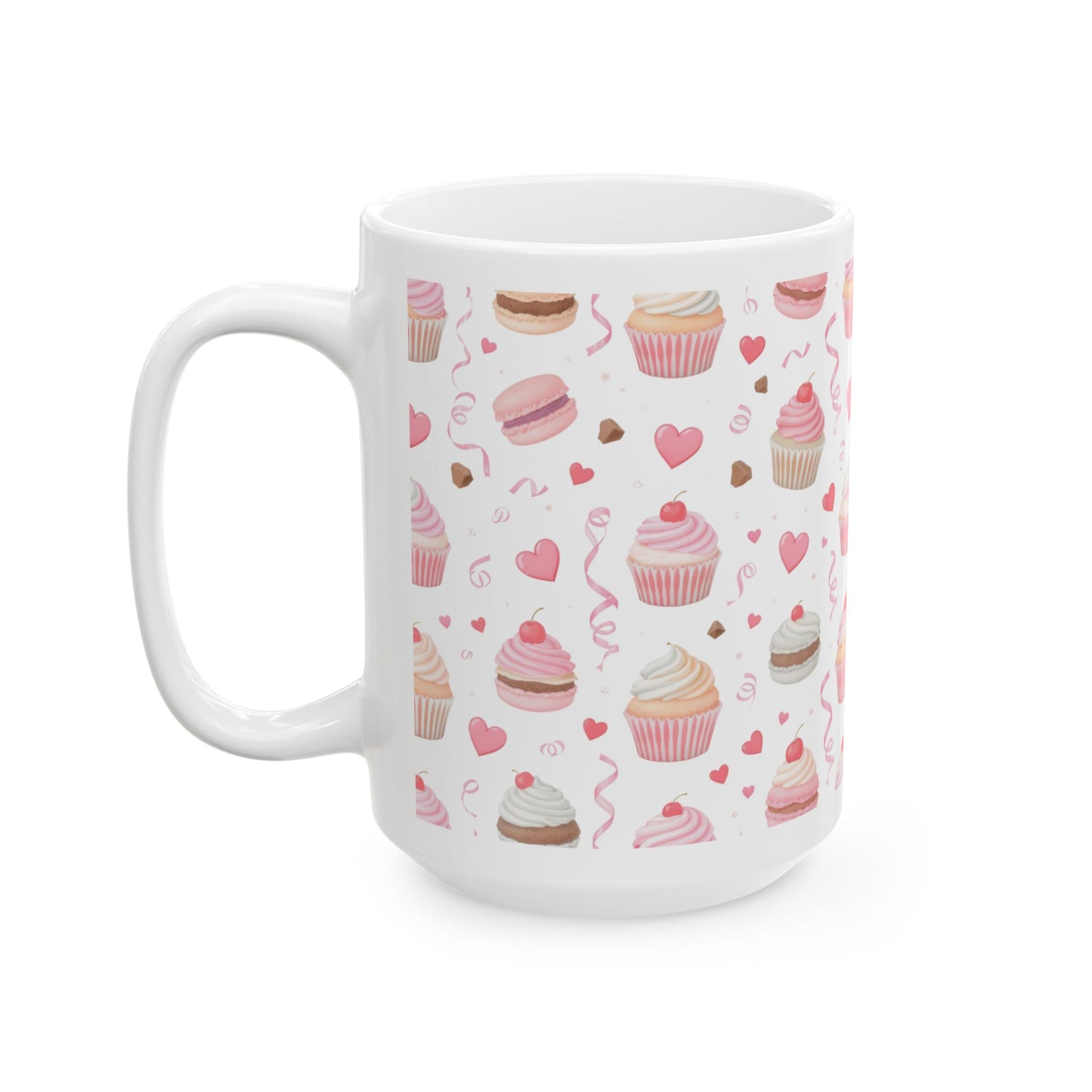 Cute Pink Cupcake Pattern Ceramic Mug 15oz - Score 82