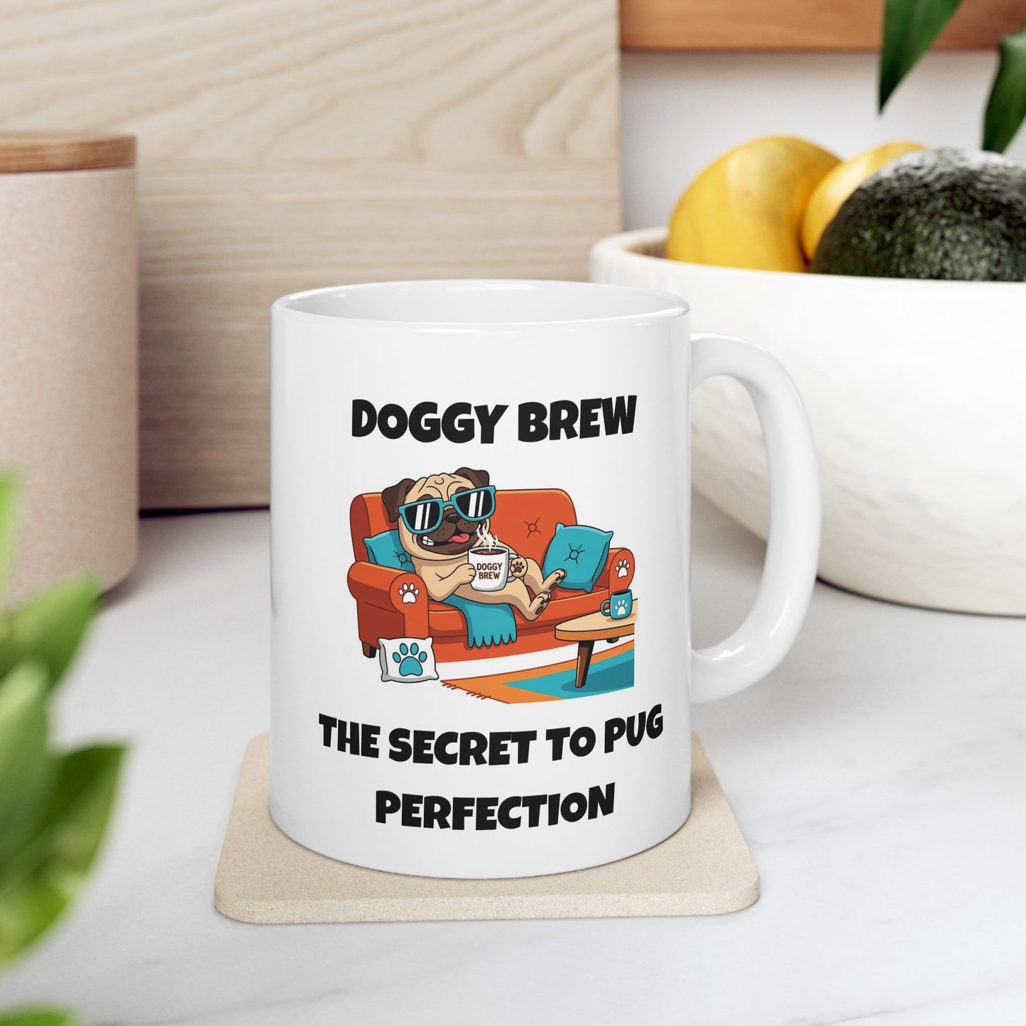 Cute Pug Ceramic Mug | Dog Lover Gift | Funny Coffee Cup | Home Office Decor | Pet Parent Present | 11oz, 15oz