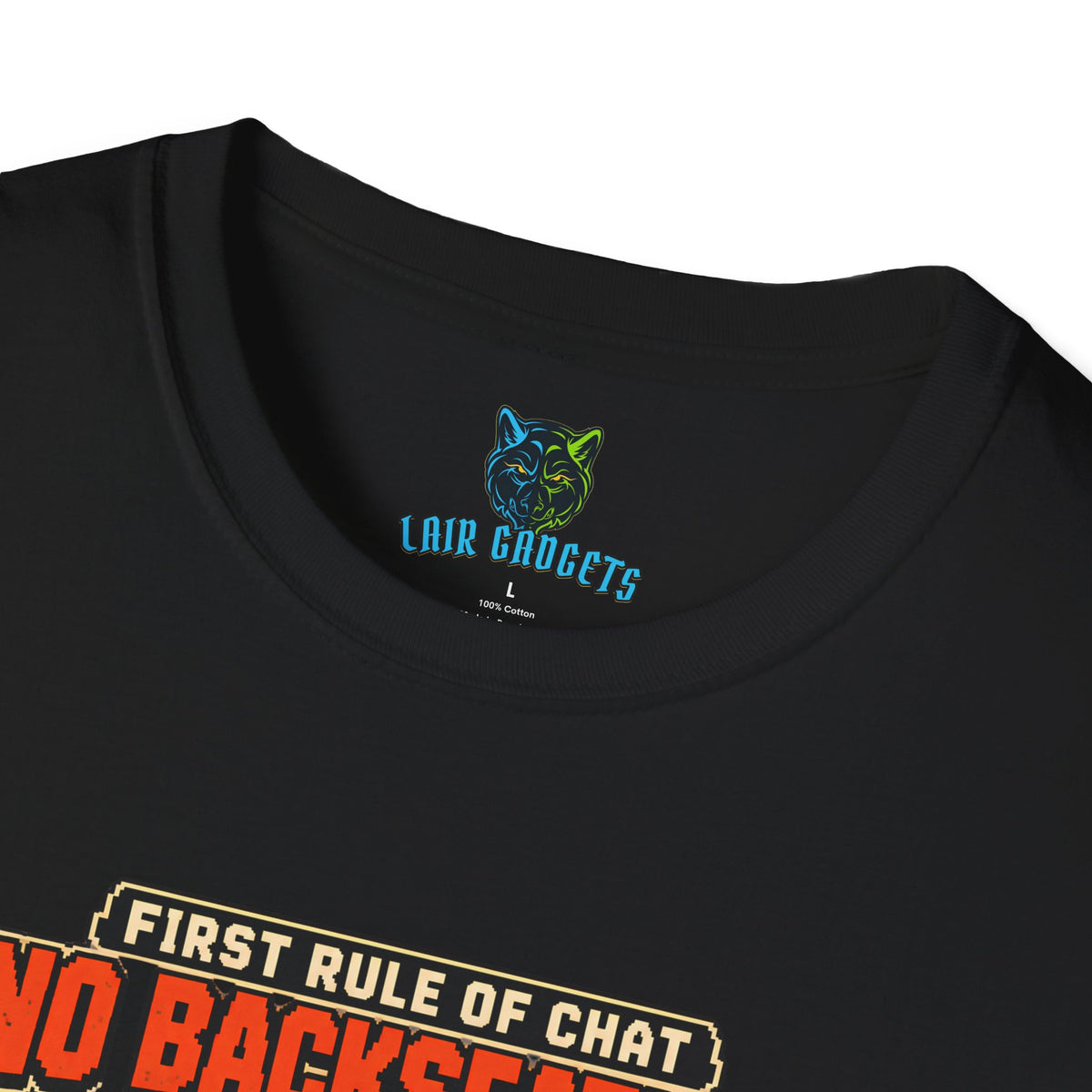 First Rule of Chat No Backseating No Spoilers pixel art brawlers graphic tee, alternate view