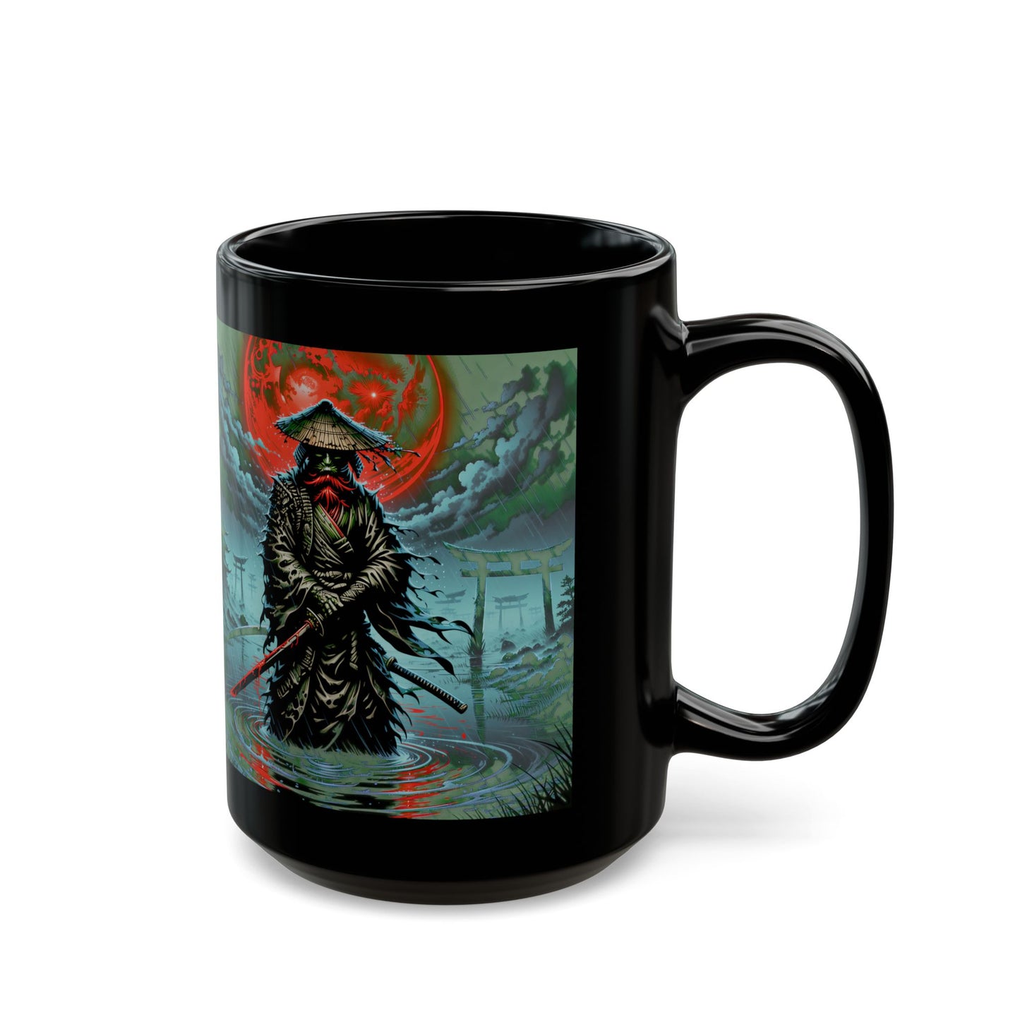 Samurai full scene Black Mug (15oz)