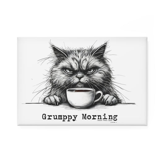 Grumpy Morning Cat Magnet - Humorous Kitchen Decor - Perfect Addition for Cat Lovers