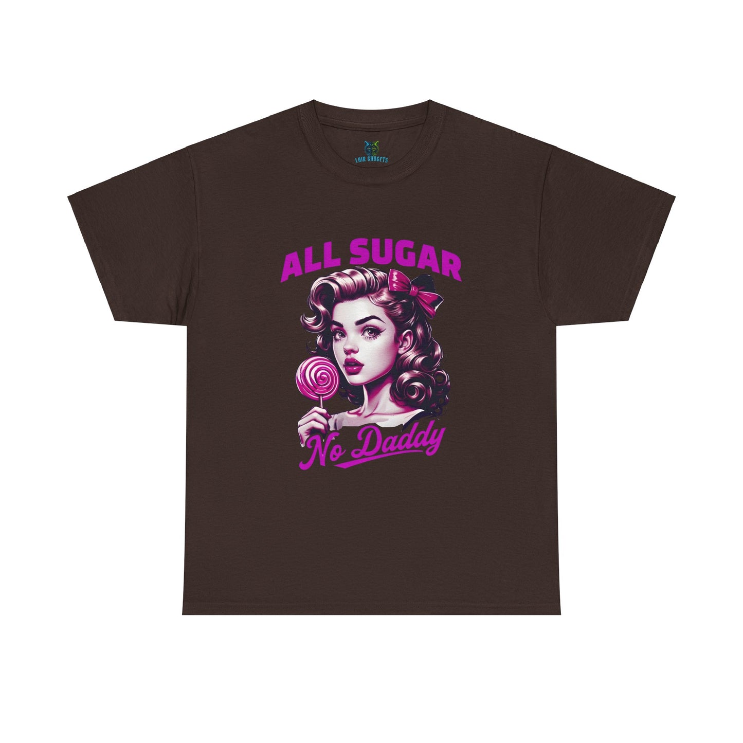 All Sugar No Daddy Heavy Cotton Tee - Fun Retro Graphic Tee for Sweet Tooth Lovers