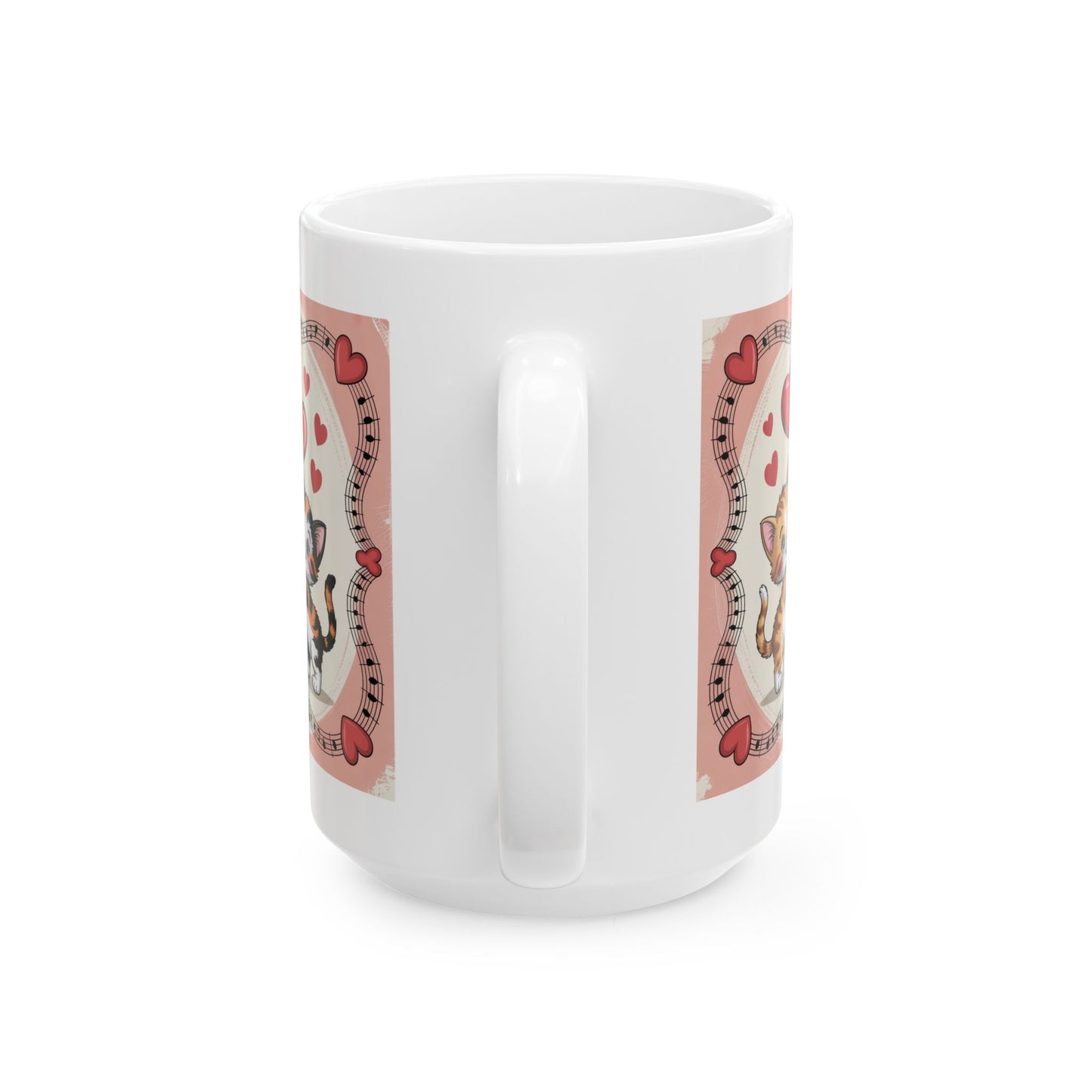 Lair Gadgets Valentine Coffee Mug with Cute Kitten Heart Balloon Design, 15 oz White Ceramic Coffee Mug, Retro Cat Gift Mug for Cat Lovers — Retro Kitten Heart Balloons