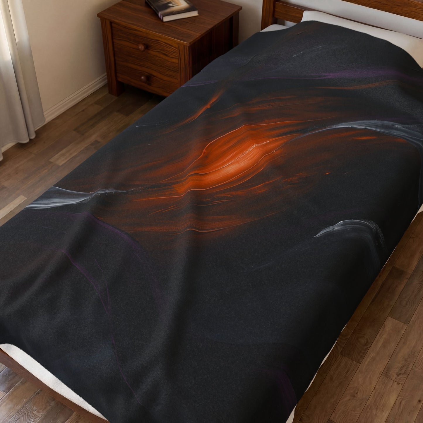 Fall Abstract "Orange Eye" Velveteen Plush Blanket