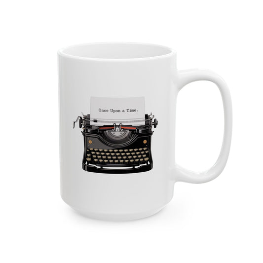 96 - Once Upon a Time Vintage Typewriter Ceramic Coffee Mug — Retro Writer Gift (11oz, 15oz)