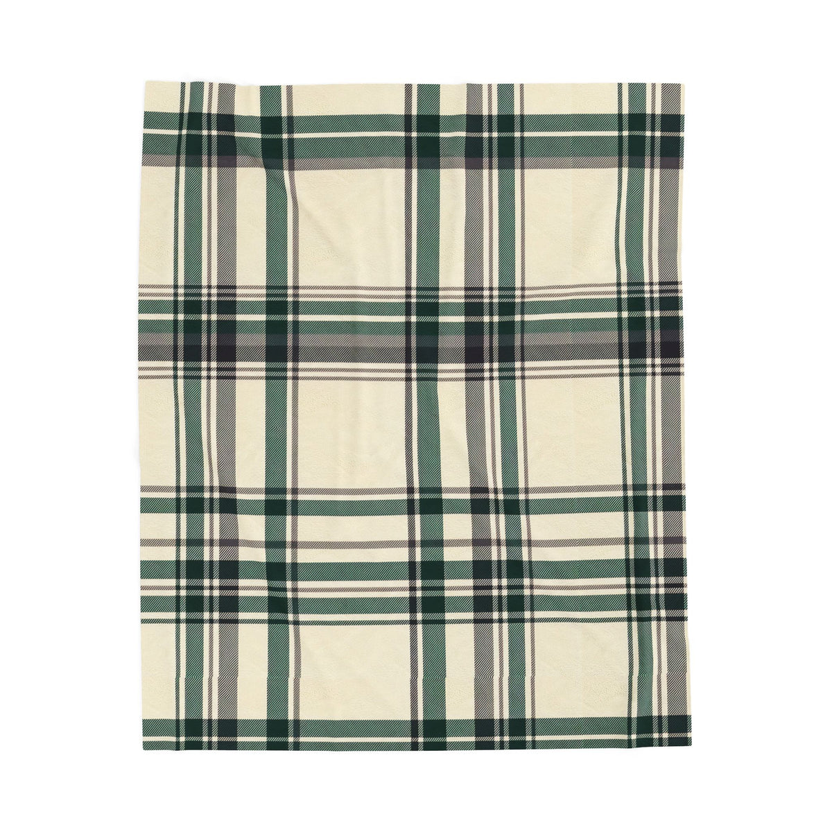 Green Plaid Plush Throw Blanket – Cozy Velveteen Throw, 50 x 60 in