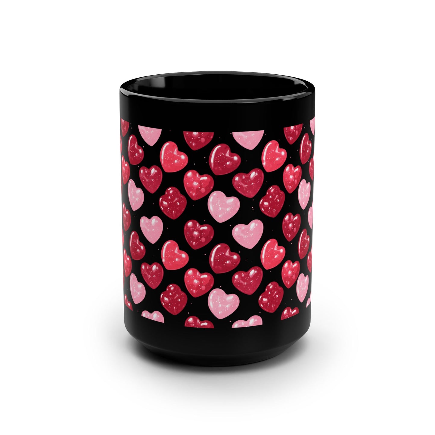 15oz Black Mug — Candy Gloss heart pattern- score 83
