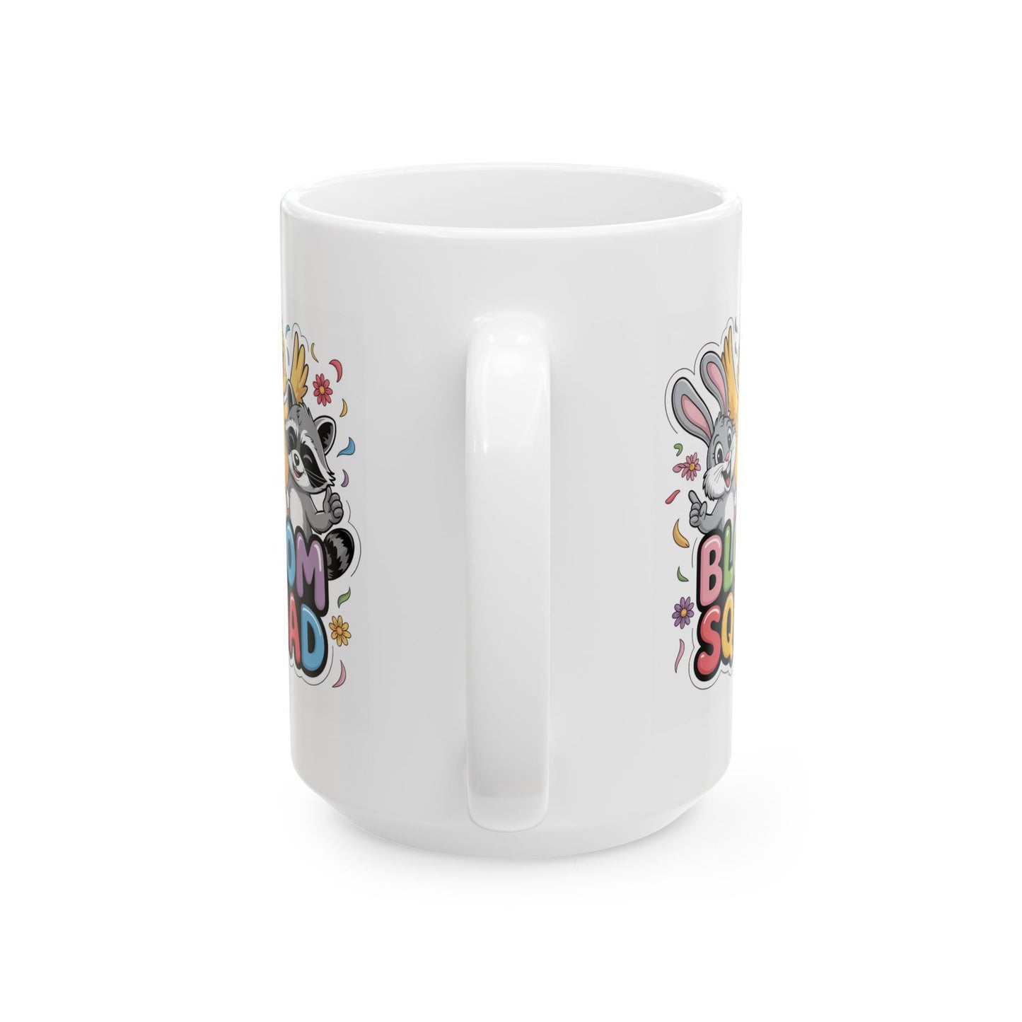 Bloom Squad Racoon Cute Bunny & Raccoon 'Be Kind' Ceramic Mug — 11oz & 15oz