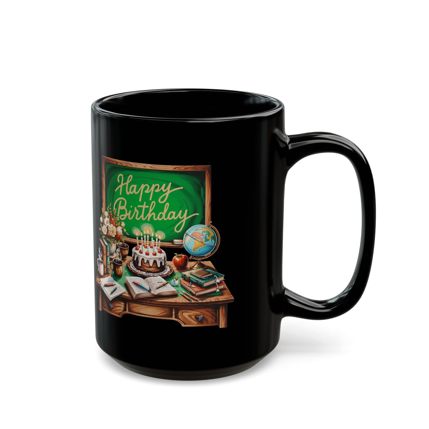 Happy Birthday Teacher Black Mug (11oz, 15oz)