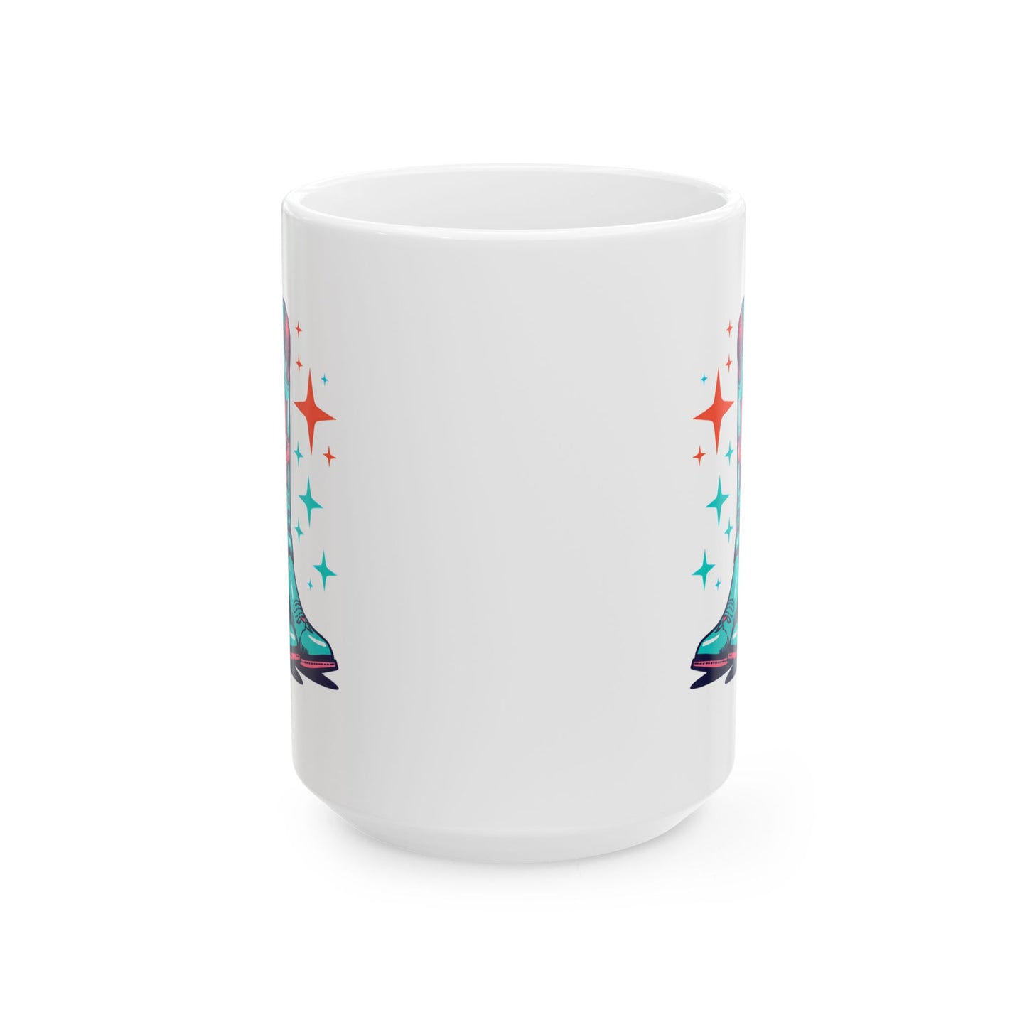 Sparkle Teal Cowgirl boots Ceramic Mug, (11oz, 15oz)