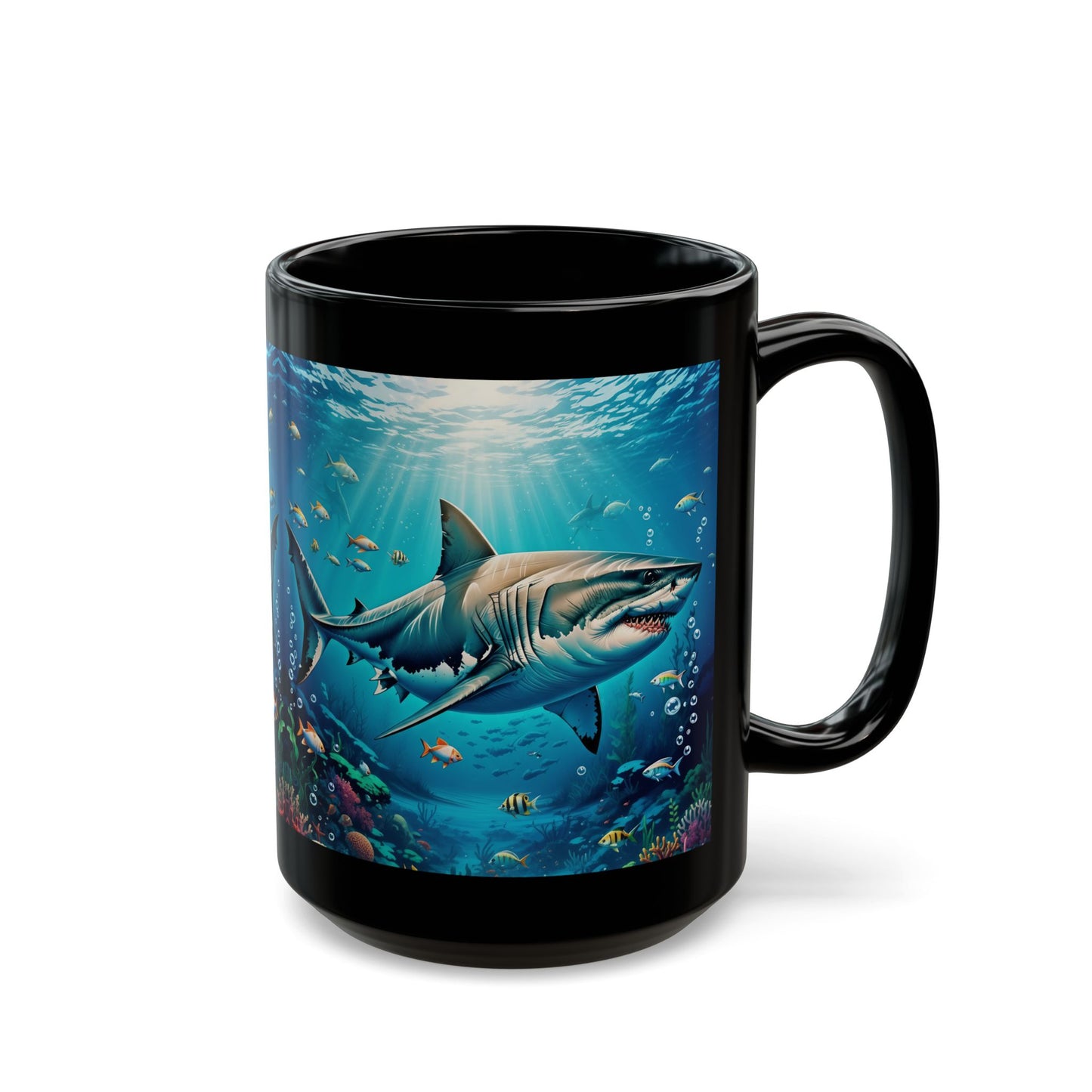 Shark Mirrored Black Mug (11oz, 15oz)