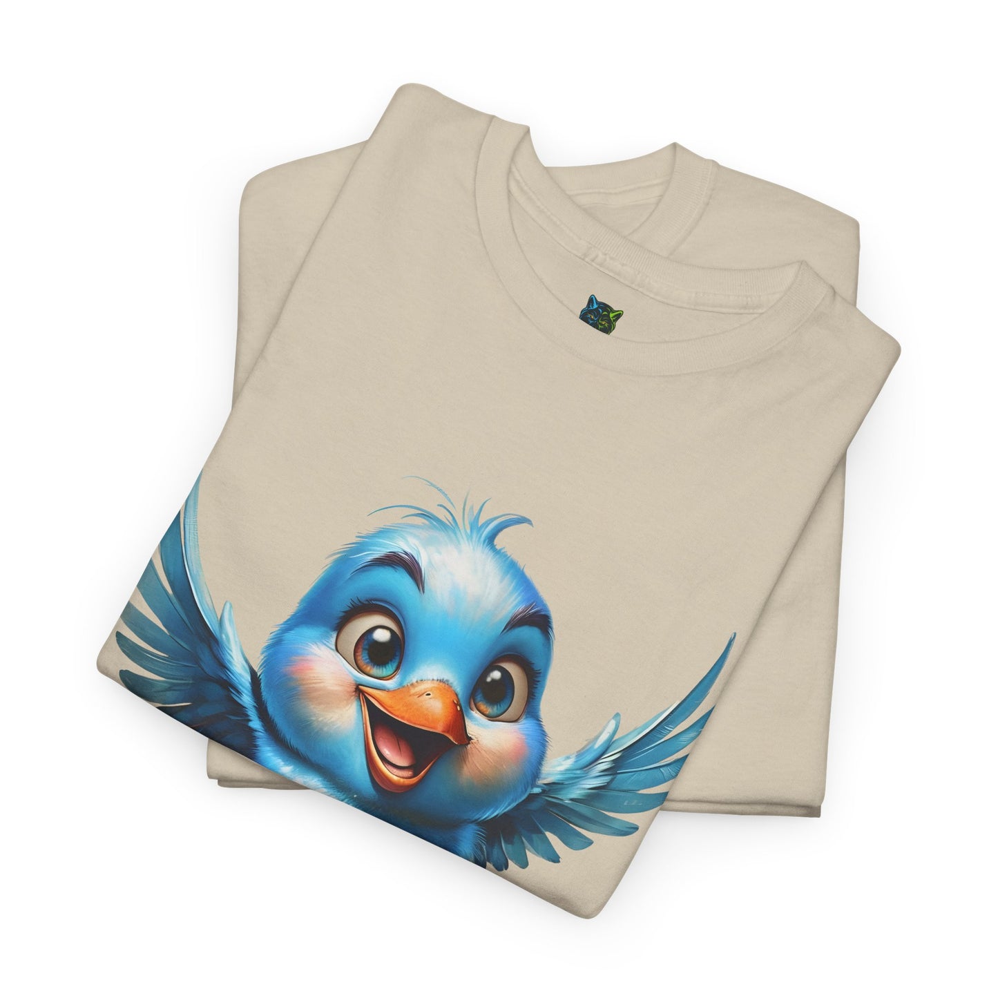 Playful Bluebird  Heavy Cotton Tee - Perfect for Nature Lovers & Everyday Wear