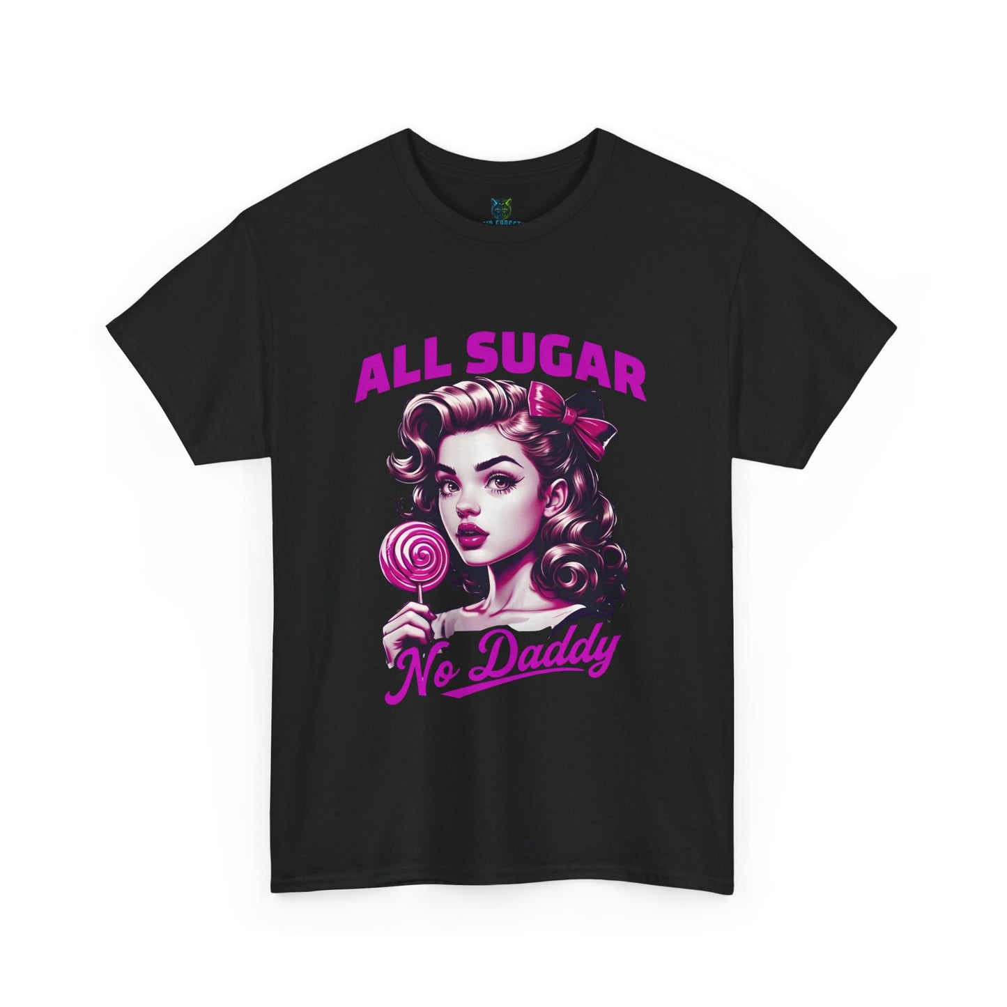 All Sugar No Daddy Heavy Cotton Tee - Fun Retro Graphic Tee for Sweet Tooth Lovers