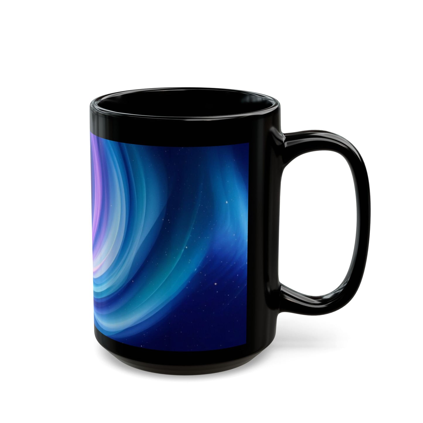 Abstract Galaxy Black Mug - Colorful Swirl Design for Coffee Lovers, Perfect Gift for Café Enthusiasts