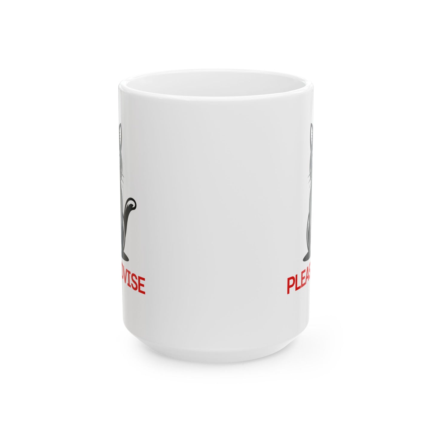 Funny Office Cat Coffee Mug – Sarcastic Work Desk Mug for Office & Home – “Please Advise” Design