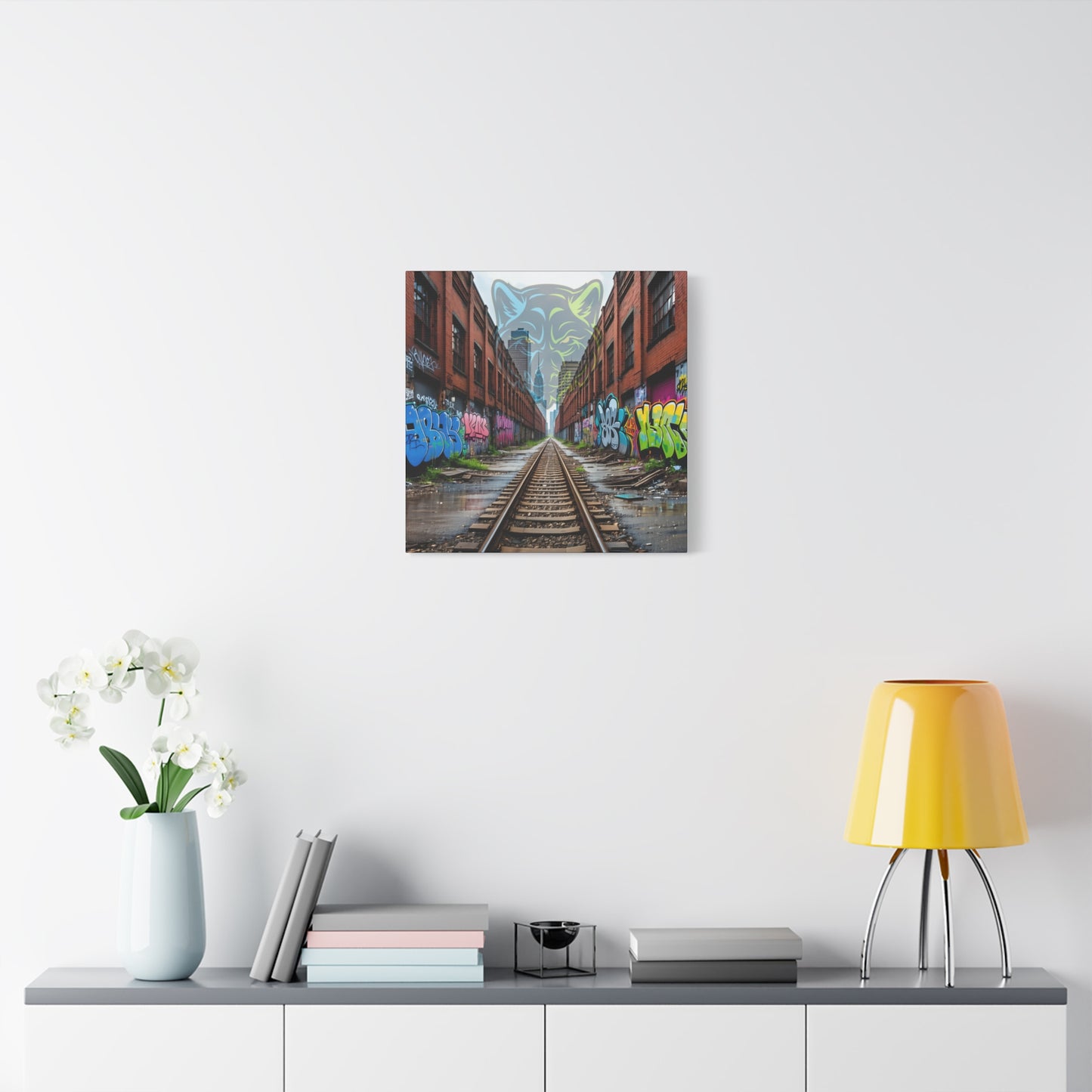 The Lair Is KC // 20x20 Canvas Print  Born from bricks, shadows, and signal noise.