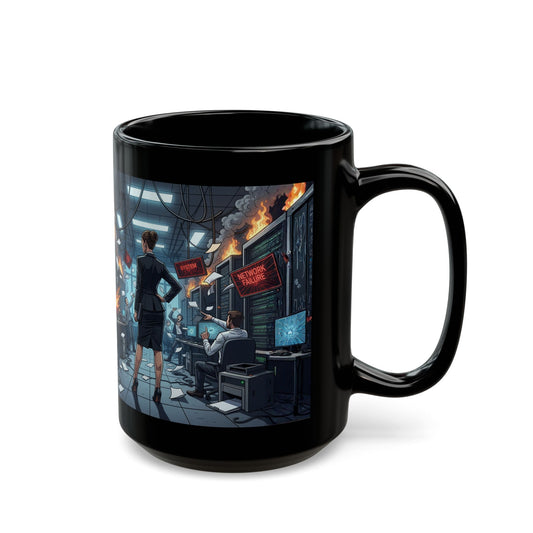 Black Mug — "Female Executive" Control Room System Down Design (11oz, 15oz)