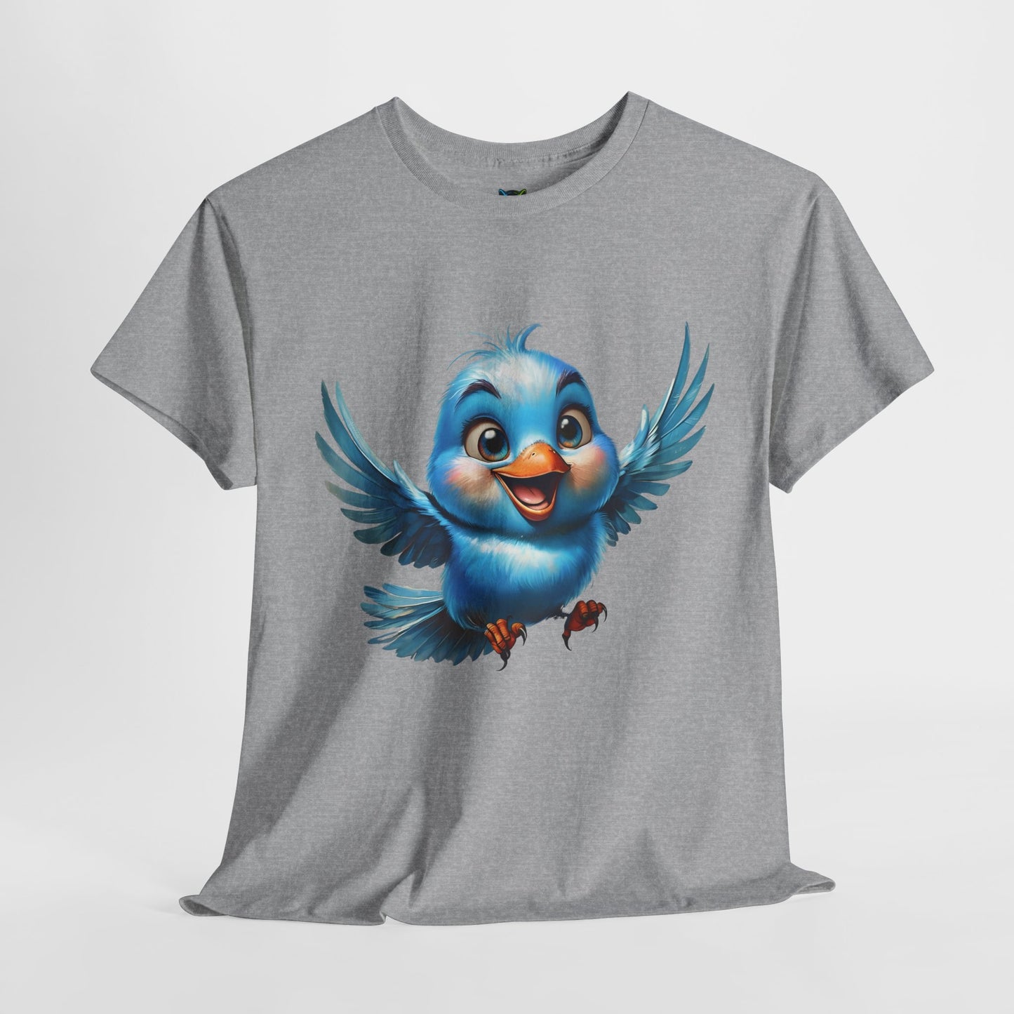 Playful Bluebird  Heavy Cotton Tee - Perfect for Nature Lovers & Everyday Wear