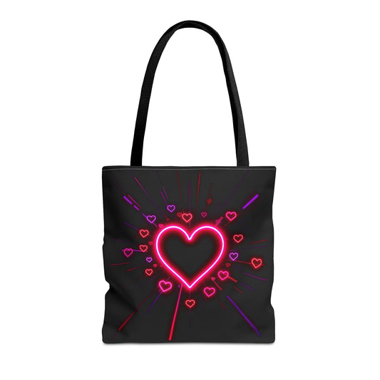 Neon Heart Tote Bag (AOP)