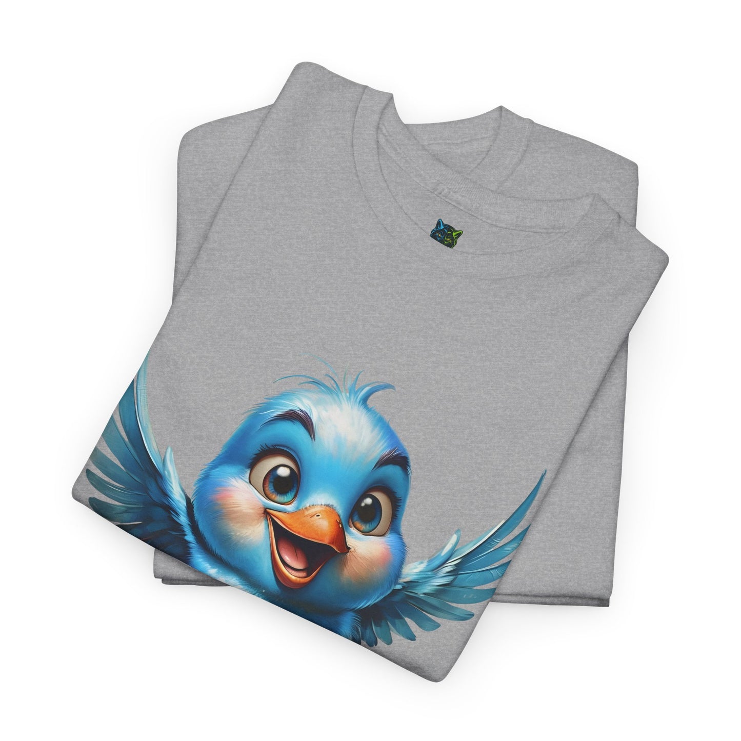 Playful Bluebird  Heavy Cotton Tee - Perfect for Nature Lovers & Everyday Wear