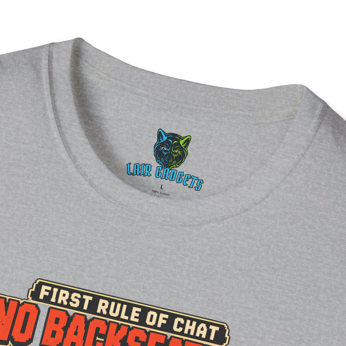 First Rule of Chat No Backseating No Spoilers pixel art brawlers graphic tee, alternate view