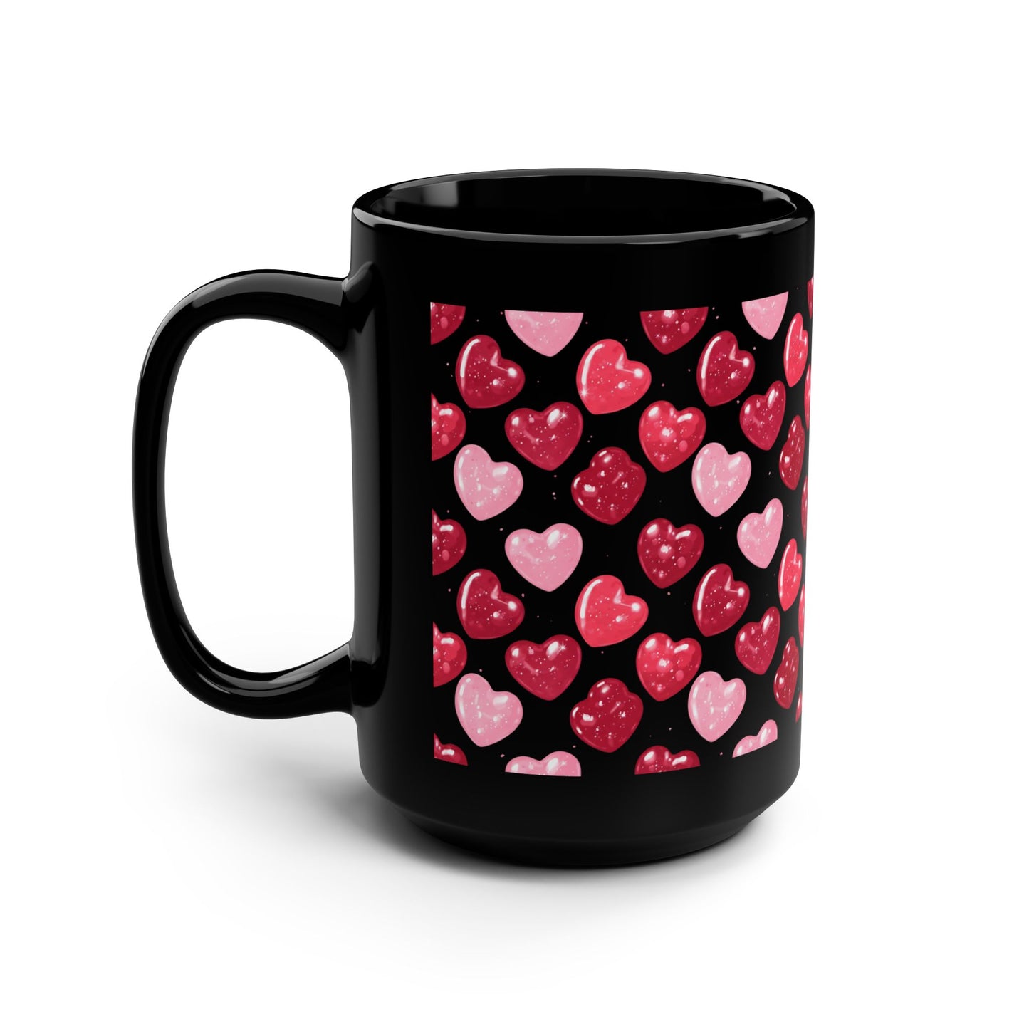 15oz Black Mug — Candy Gloss heart pattern- score 83