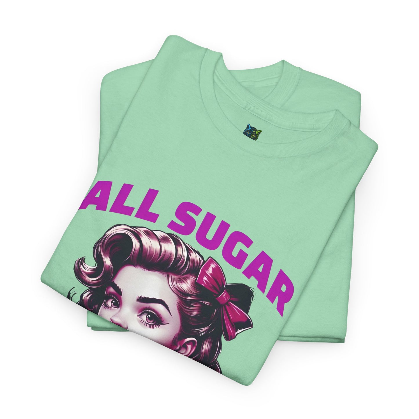 All Sugar No Daddy Heavy Cotton Tee - Fun Retro Graphic Tee for Sweet Tooth Lovers