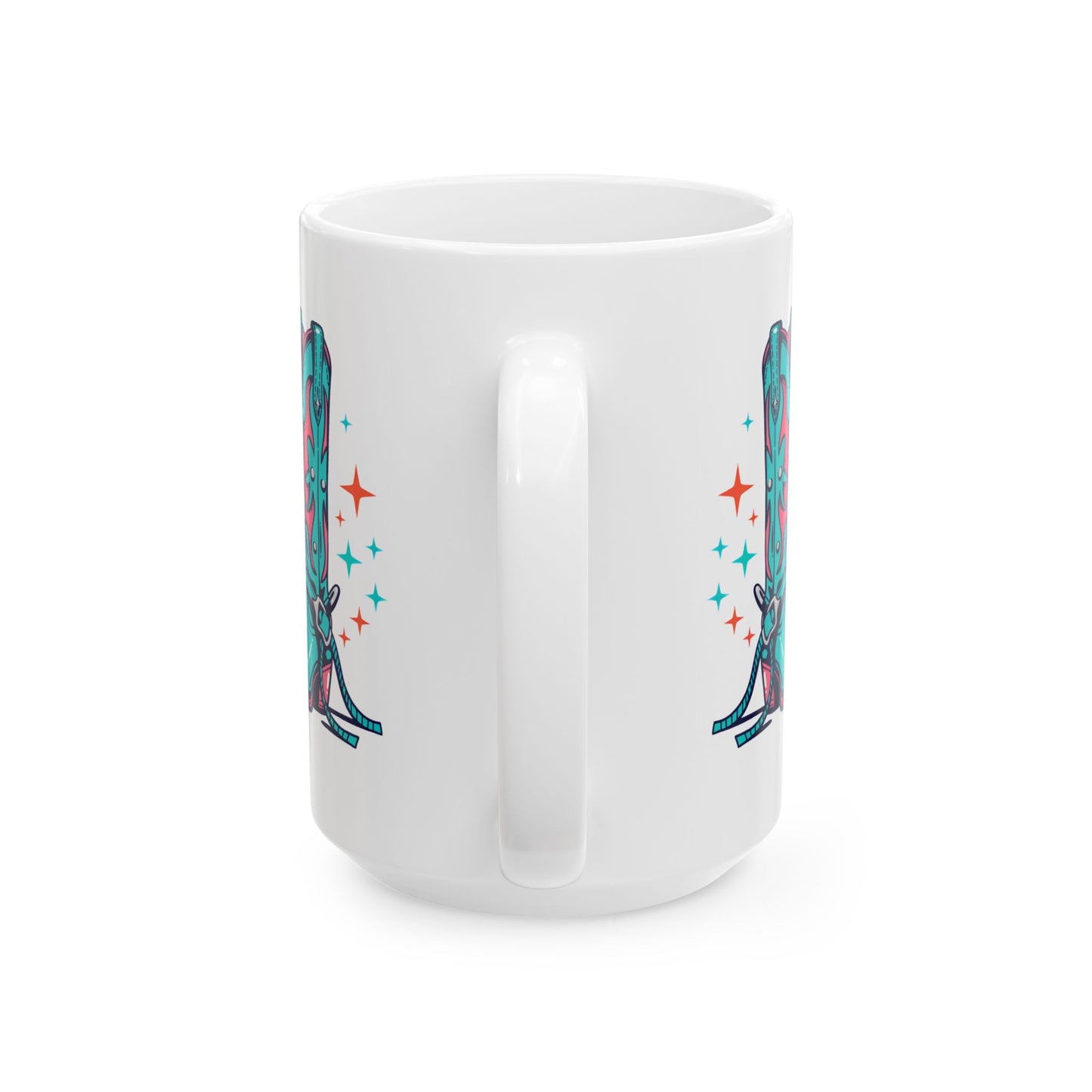 Sparkle Teal Cowgirl boots Ceramic Mug, (11oz, 15oz)