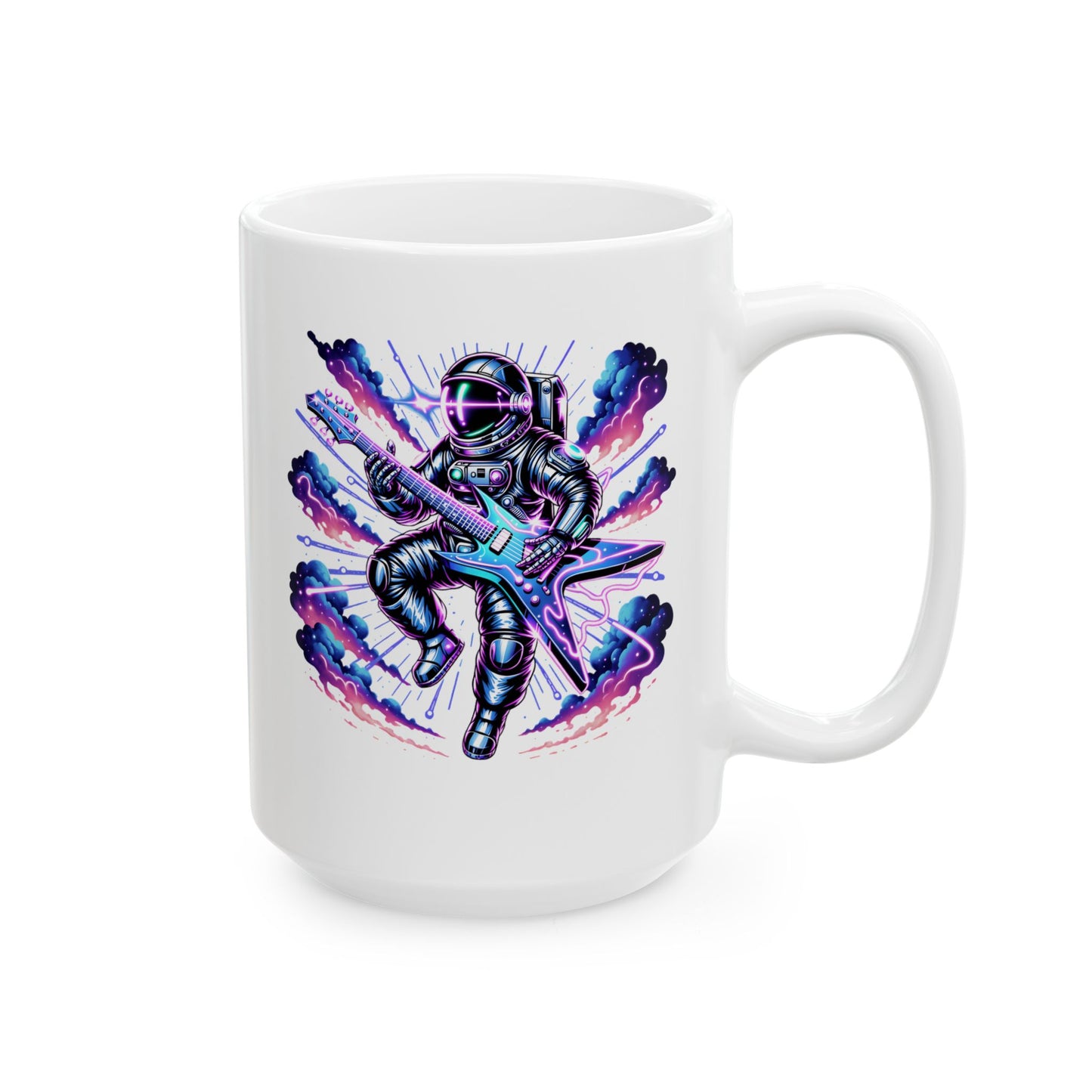 Space Man Electric Guitar Ceramic Mug, (15oz)